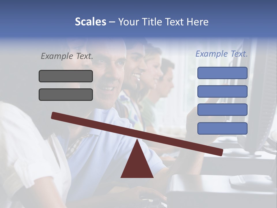 Teacher Assisting College Student In A Computer Lab PowerPoint Template