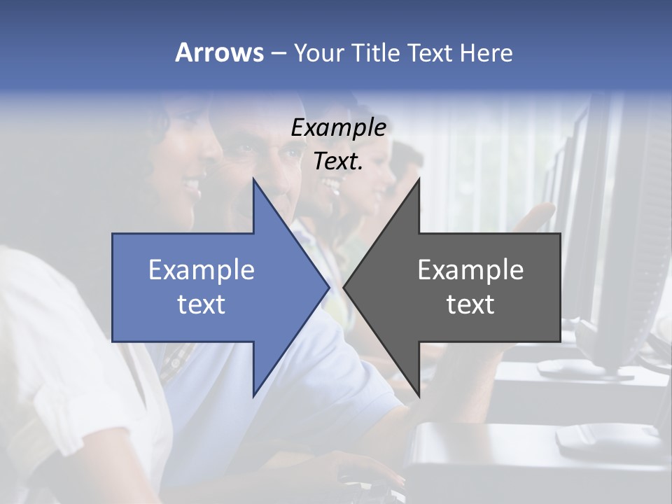 Teacher Assisting College Student In A Computer Lab PowerPoint Template