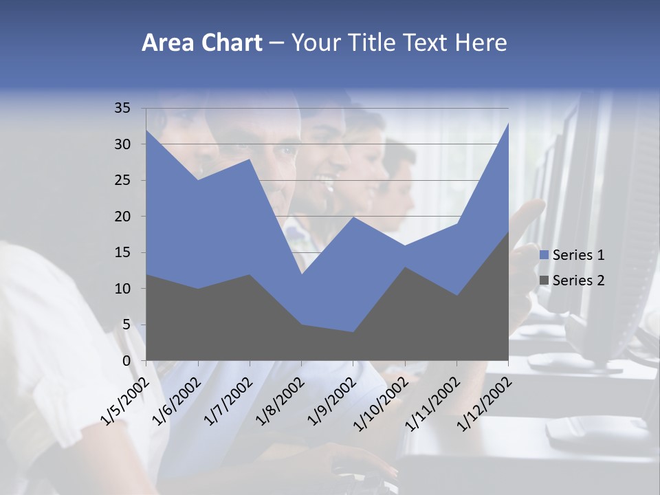 Teacher Assisting College Student In A Computer Lab PowerPoint Template