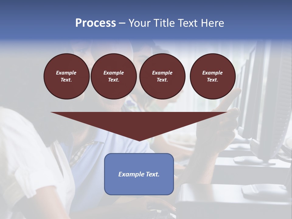 Teacher Assisting College Student In A Computer Lab PowerPoint Template