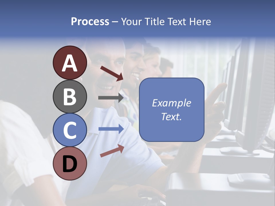 Teacher Assisting College Student In A Computer Lab PowerPoint Template