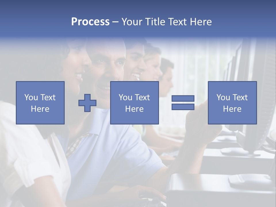 Teacher Assisting College Student In A Computer Lab PowerPoint Template