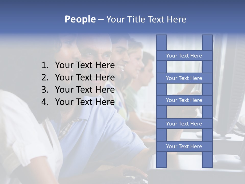 Teacher Assisting College Student In A Computer Lab PowerPoint Template