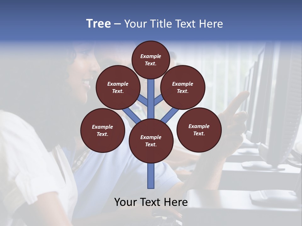 Teacher Assisting College Student In A Computer Lab PowerPoint Template