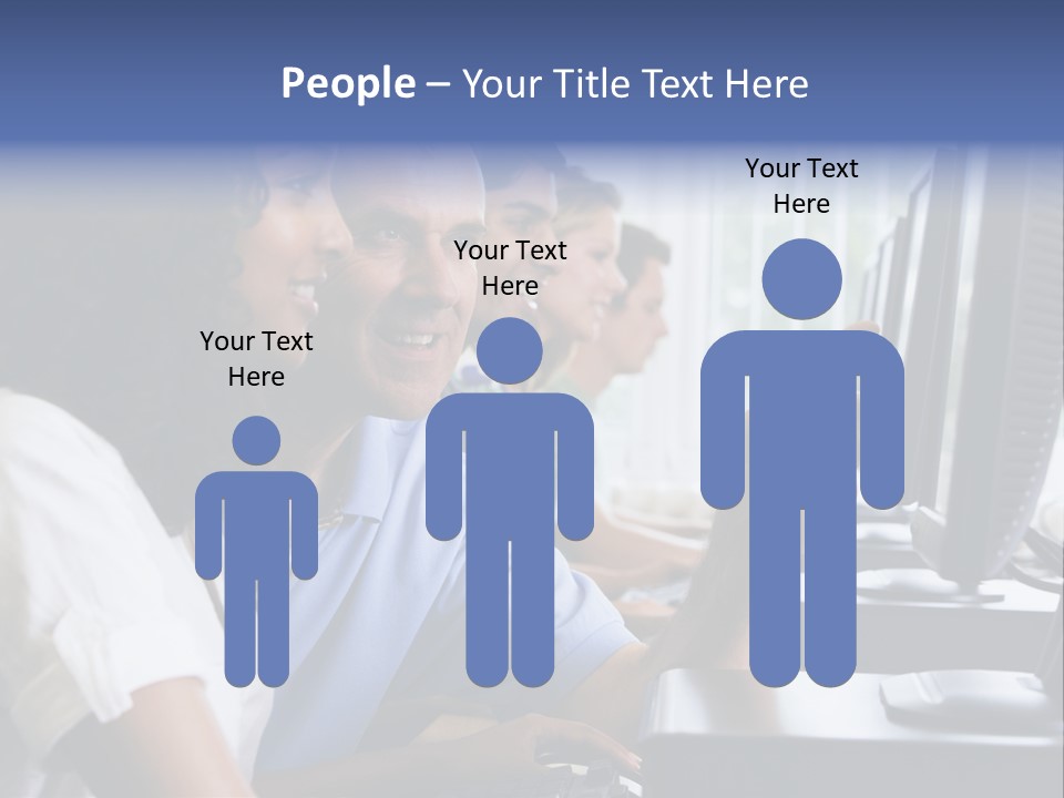 Teacher Assisting College Student In A Computer Lab PowerPoint Template