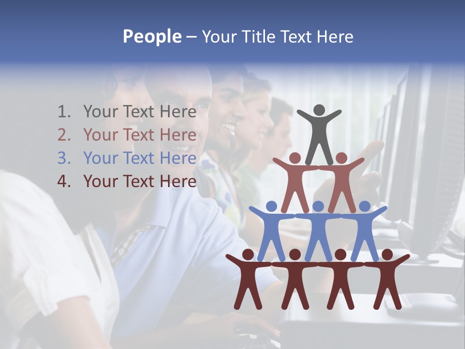 Teacher Assisting College Student In A Computer Lab PowerPoint Template