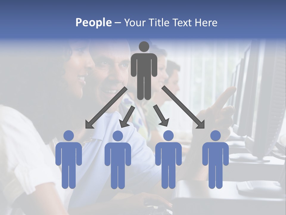 Teacher Assisting College Student In A Computer Lab PowerPoint Template