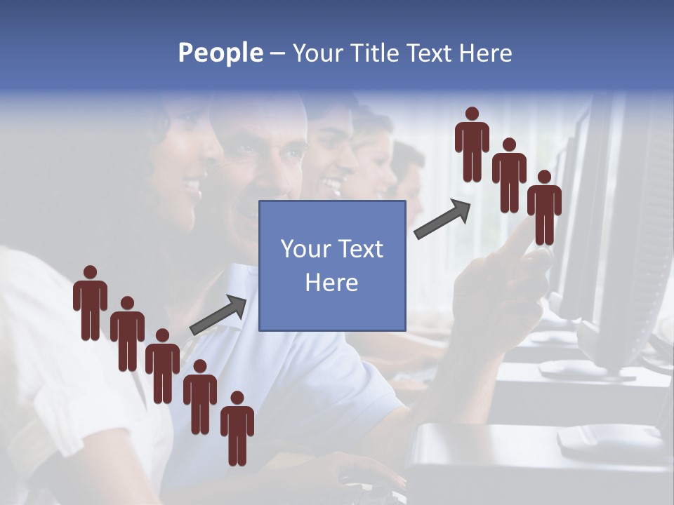 Teacher Assisting College Student In A Computer Lab PowerPoint Template