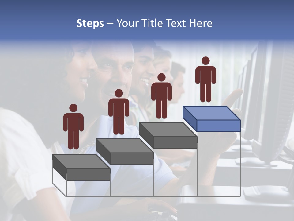 Teacher Assisting College Student In A Computer Lab PowerPoint Template