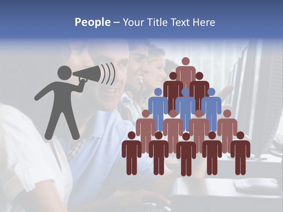 Teacher Assisting College Student In A Computer Lab PowerPoint Template