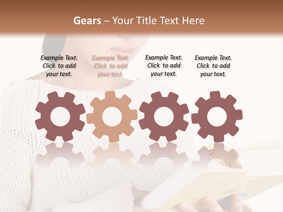 Asian Schoolgirl Studying, Isolated On White. PowerPoint Template