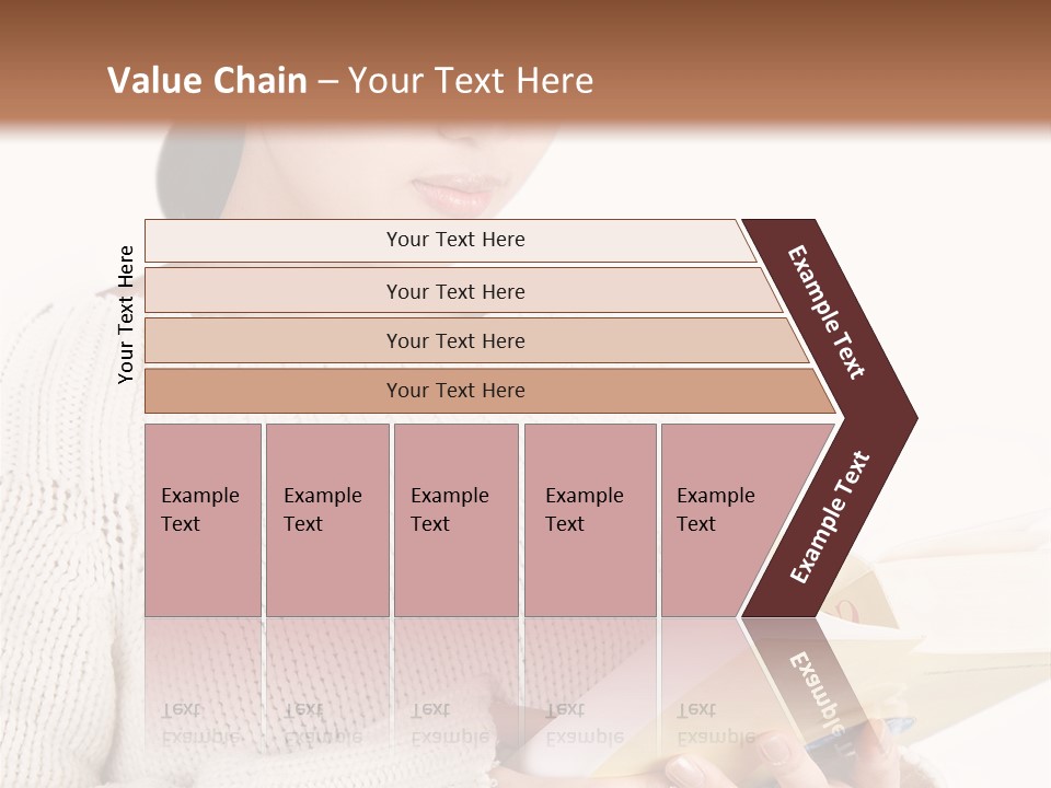 Asian Schoolgirl Studying, Isolated On White. PowerPoint Template