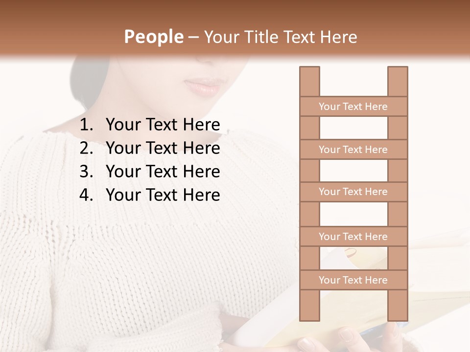 Asian Schoolgirl Studying, Isolated On White. PowerPoint Template