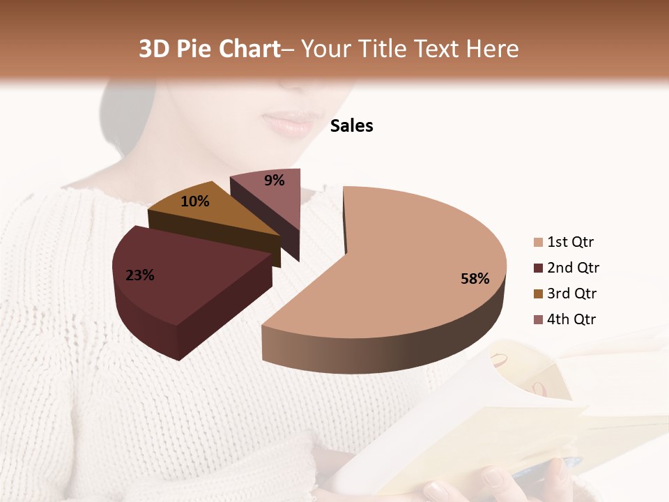 Asian Schoolgirl Studying, Isolated On White. PowerPoint Template