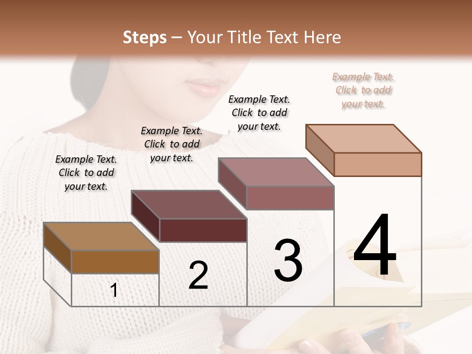 Asian Schoolgirl Studying, Isolated On White. PowerPoint Template