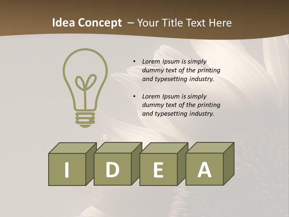 A Sunflower Is Shown With A Brown Background PowerPoint Template
