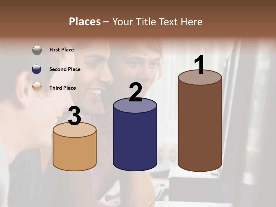 Male College Students In A Computer Lab PowerPoint Template