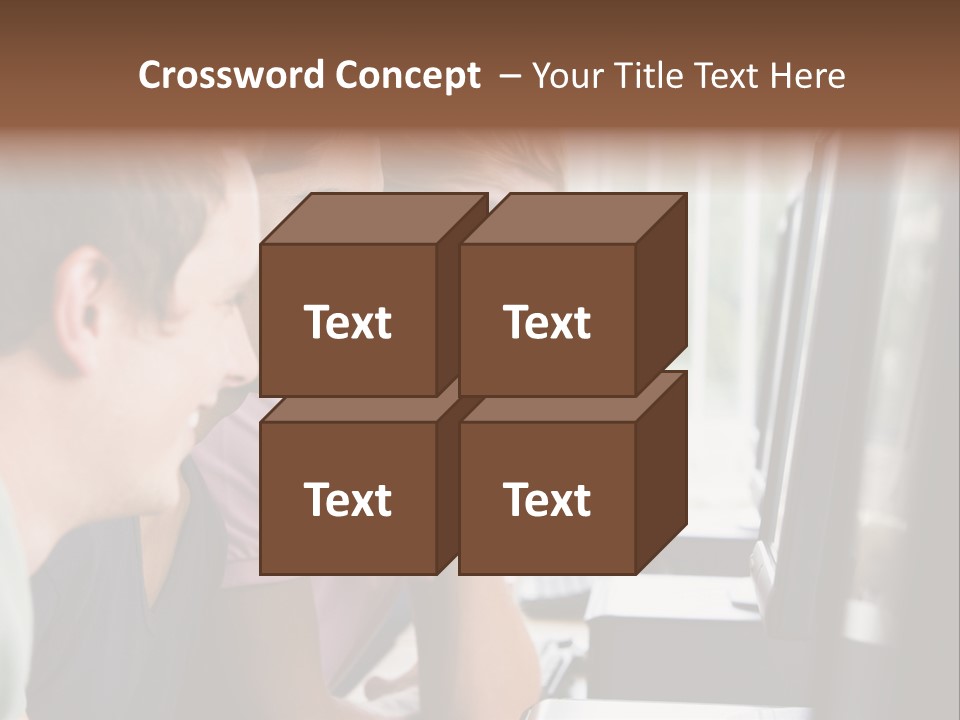 Male College Students In A Computer Lab PowerPoint Template