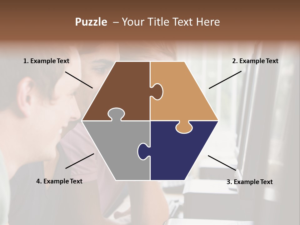 Male College Students In A Computer Lab PowerPoint Template