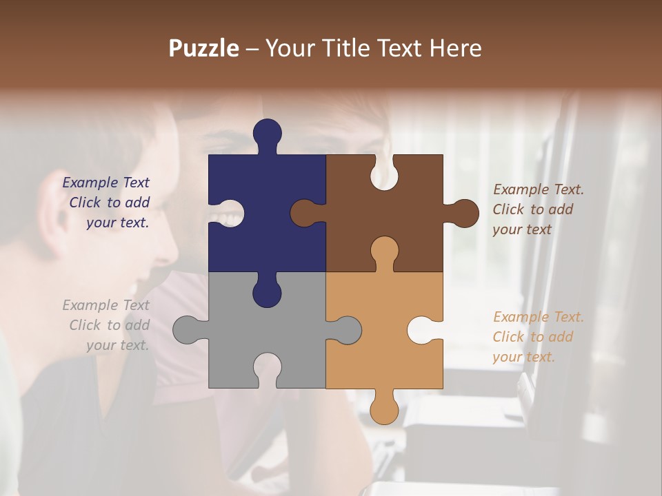 Male College Students In A Computer Lab PowerPoint Template