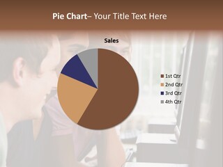 Male College Students In A Computer Lab PowerPoint Template