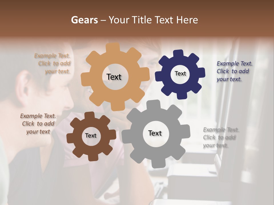 Male College Students In A Computer Lab PowerPoint Template