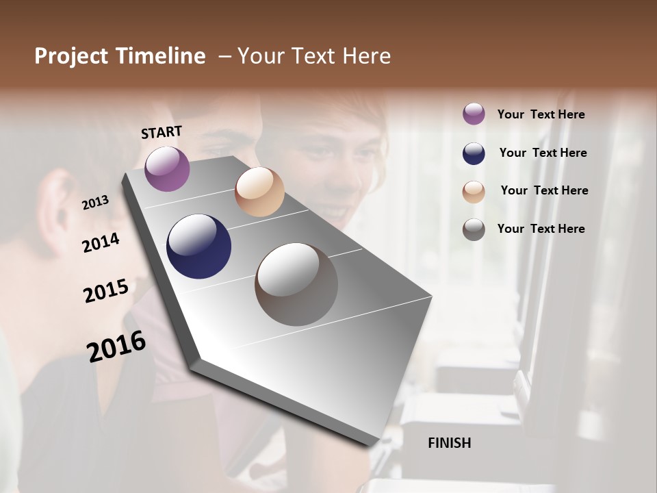 Male College Students In A Computer Lab PowerPoint Template