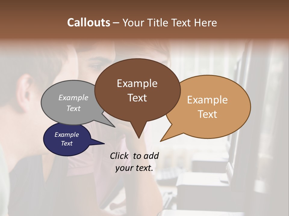 Male College Students In A Computer Lab PowerPoint Template