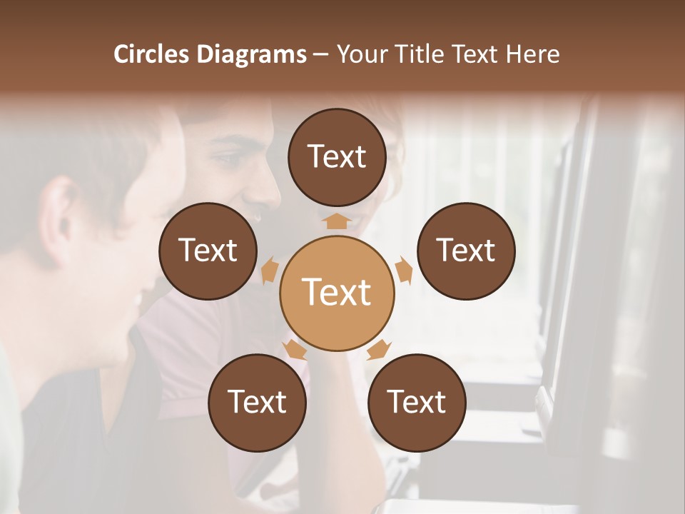 Male College Students In A Computer Lab PowerPoint Template