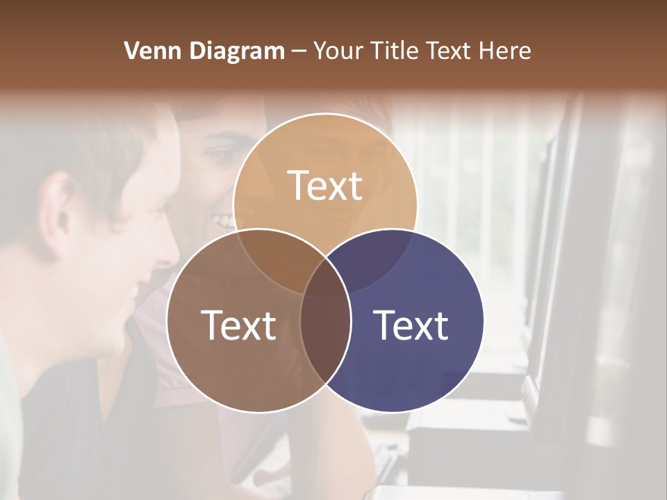 Male College Students In A Computer Lab PowerPoint Template