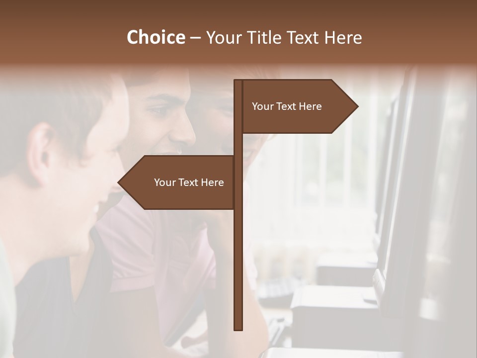 Male College Students In A Computer Lab PowerPoint Template