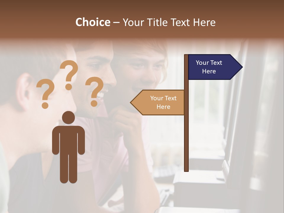 Male College Students In A Computer Lab PowerPoint Template