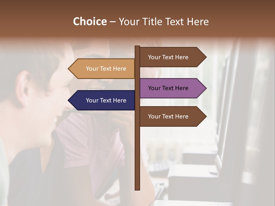 Male College Students In A Computer Lab PowerPoint Template