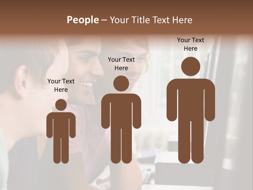 Male College Students In A Computer Lab PowerPoint Template