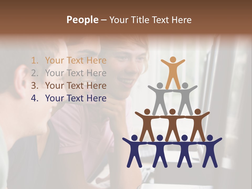 Male College Students In A Computer Lab PowerPoint Template