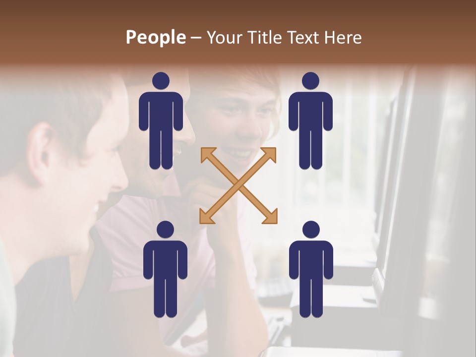 Male College Students In A Computer Lab PowerPoint Template