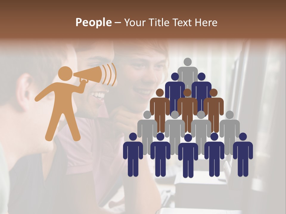 Male College Students In A Computer Lab PowerPoint Template