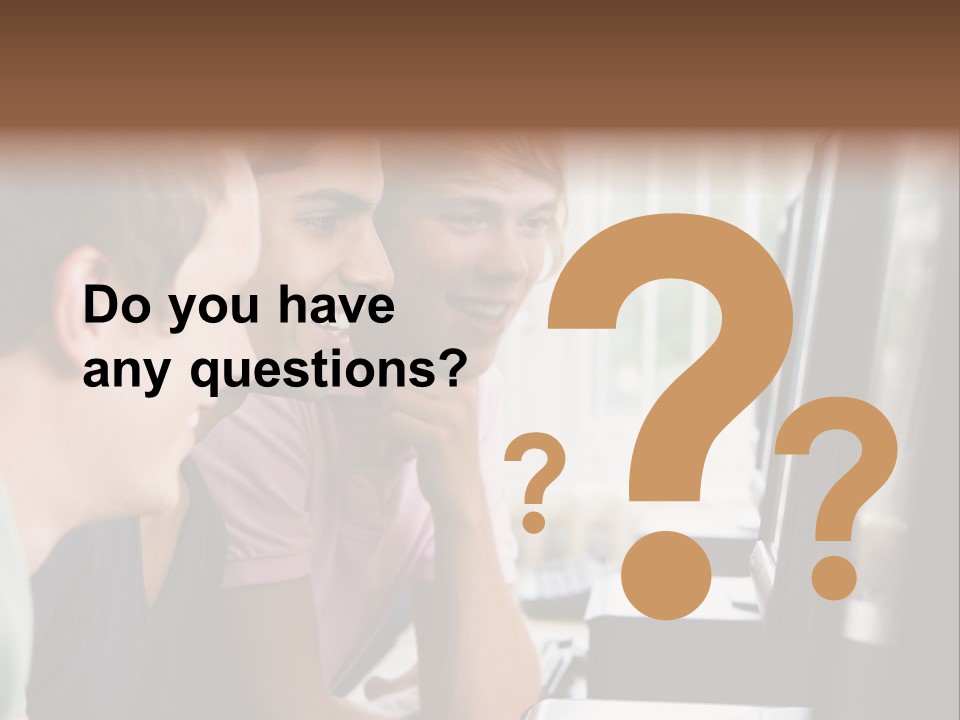 Male College Students In A Computer Lab PowerPoint Template