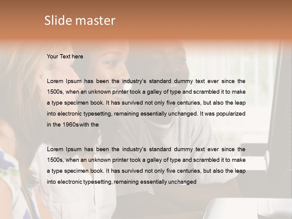 College Students In A Computer Lab PowerPoint Template