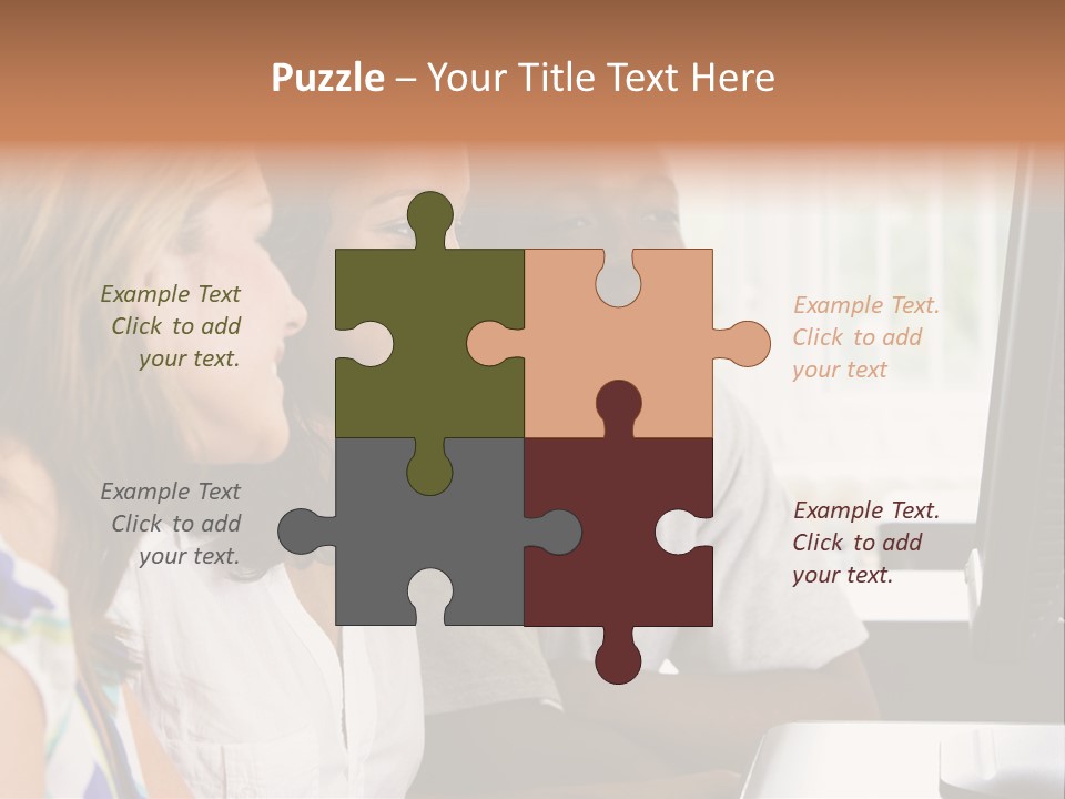 College Students In A Computer Lab PowerPoint Template