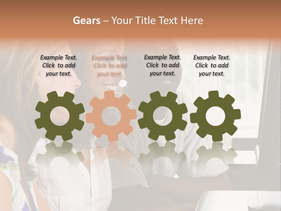 College Students In A Computer Lab PowerPoint Template