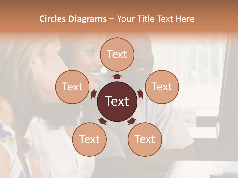 College Students In A Computer Lab PowerPoint Template