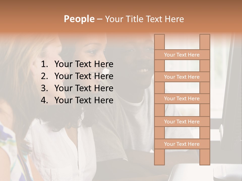 College Students In A Computer Lab PowerPoint Template
