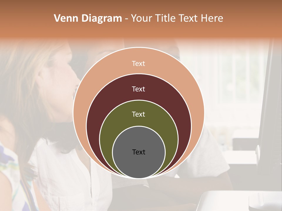 College Students In A Computer Lab PowerPoint Template