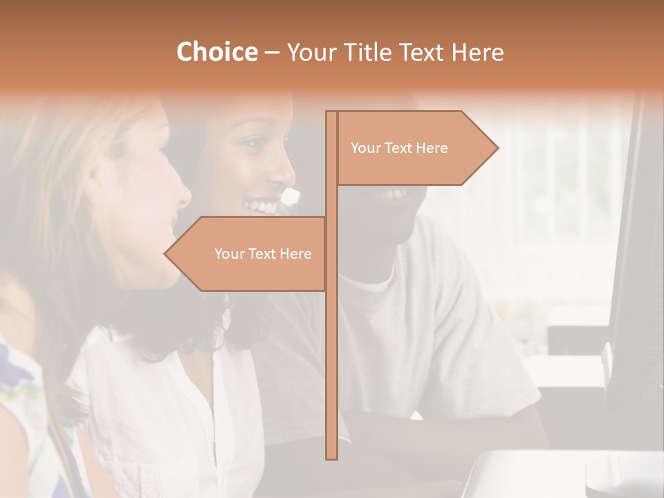 College Students In A Computer Lab PowerPoint Template