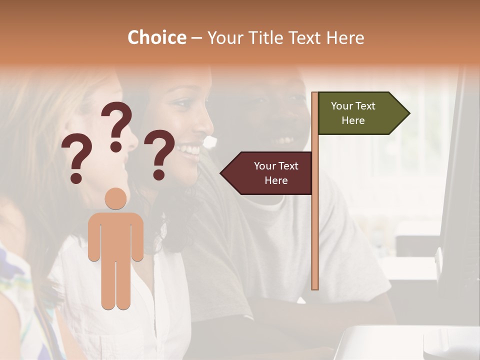 College Students In A Computer Lab PowerPoint Template