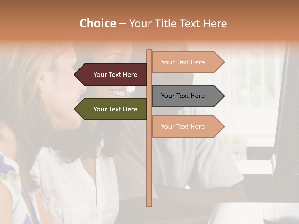 College Students In A Computer Lab PowerPoint Template