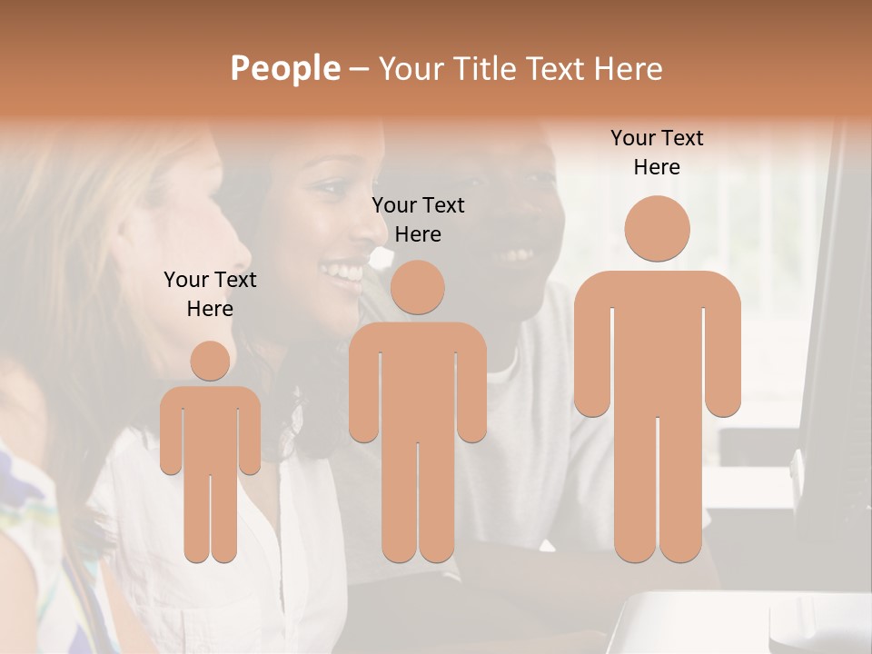 College Students In A Computer Lab PowerPoint Template