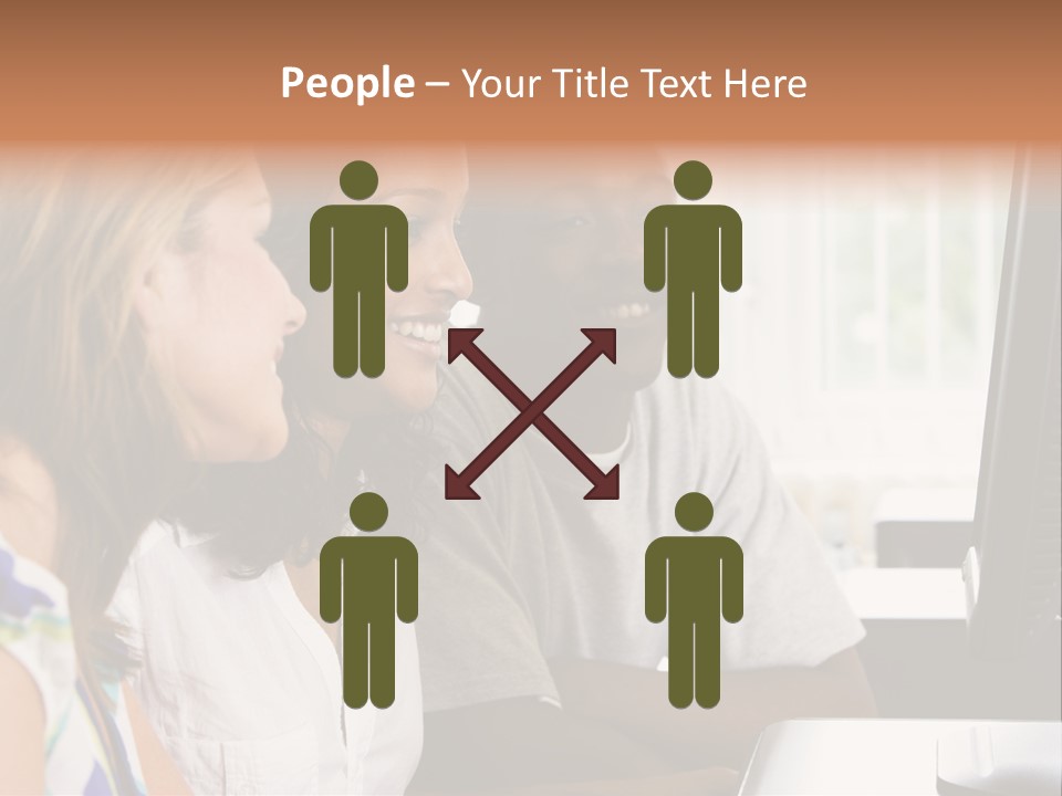 College Students In A Computer Lab PowerPoint Template