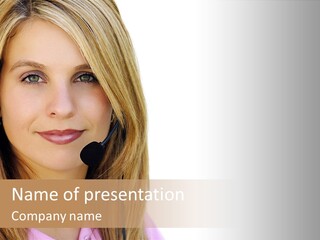 Attractive Blond Tele Sales Person PowerPoint Template